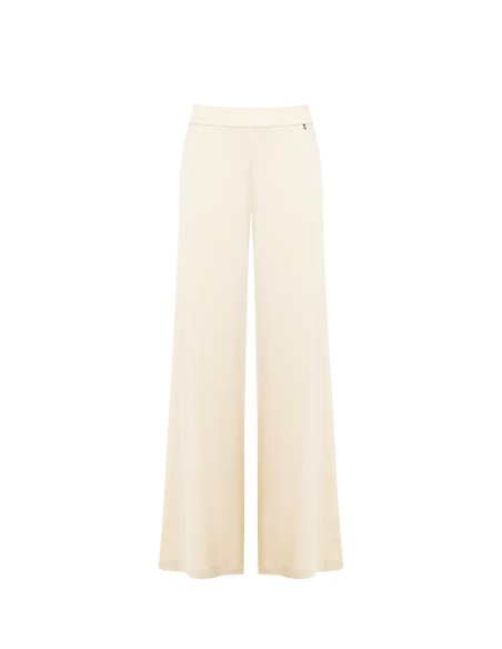 Calças palazzo em mistura de viscose com elástico atrás Rinascimento