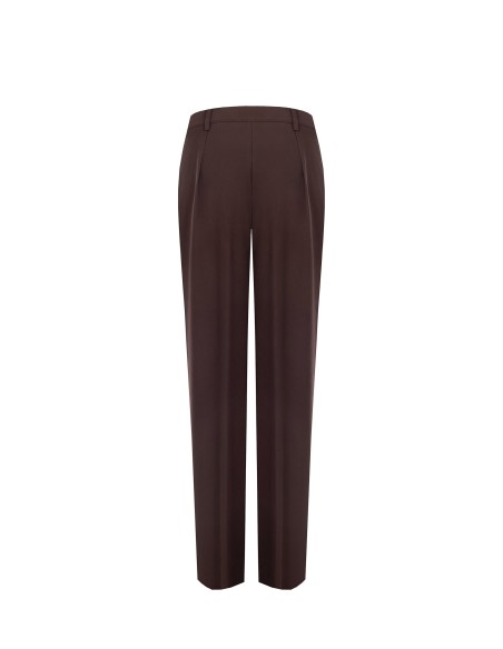 Calças palazzo em poliviscose ligeiramente amarrotadas com pences Rinascimento