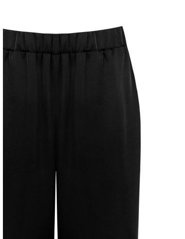 Calças Palazzo Em Cetim Com Inserção De Renda Na Lateral Rinascimento