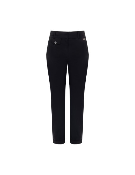 Calças Cropped em Mistura de Algodão com Bolsos Rinascimento