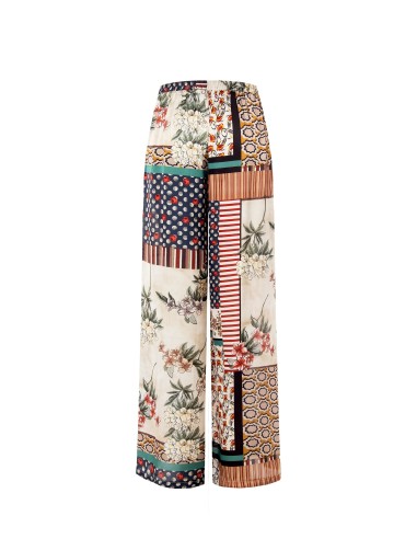 Calças palazzo em raso com bolsos Rinascimento