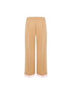 Calças Palazzo Em Poliviscose Com Inserto Às Riscas E Bolsos Rinascimento 2