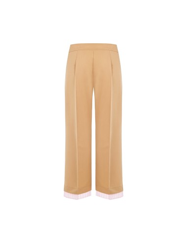 Calças Palazzo Em Poliviscose Com Inserto Às Riscas E Bolsos Rinascimento