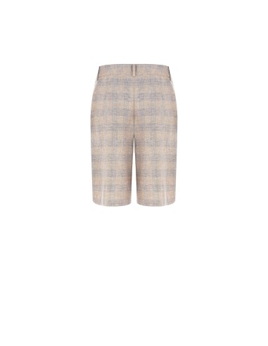 Bermuda larga em mistura de algodão e linho xadrez Rinascimento