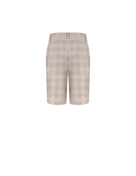 Bermuda larga em mistura de algodão e linho xadrez Rinascimento