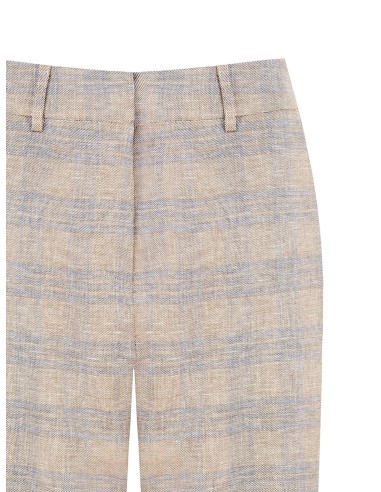 Bermudas Largas Em Mistura De Algodão E Linho Xadrez Rinascimento