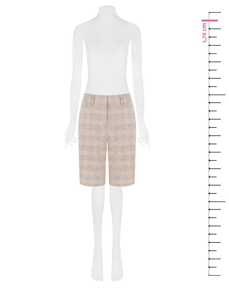 Bermudas largas em mistura de algodão e linho xadrez Rinascimento