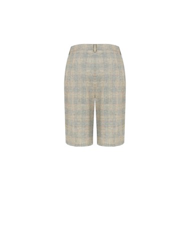 Bermuda larga em mistura de algodão e linho xadrez Rinascimento