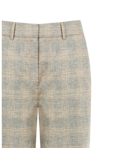 Bermudas largas em mistura de algodão e linho xadrez Rinascimento