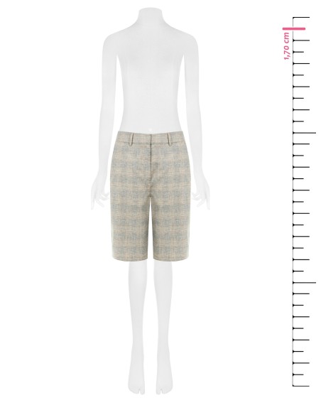 Bermuda Larga em Misto de Algodão e Linho Xadrez Rinascimento