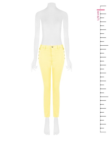 Calças skinny de ganga com botões nos quadris Rinascimento