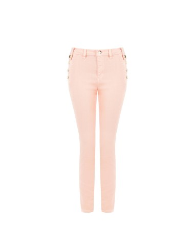 Calças skinny em denim com botões nos flancos Rinascimento