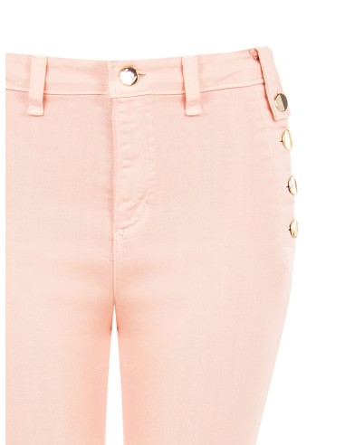 Calças Skinny de Ganga com Botões nos Quadris Rinascimento