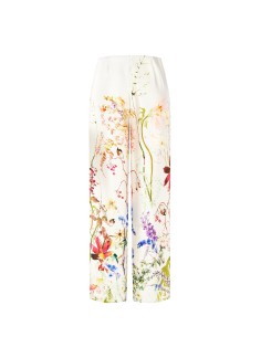 Calças Palazzo em Cetim com Estampa Botânica e Bolsos Rinascimento 2