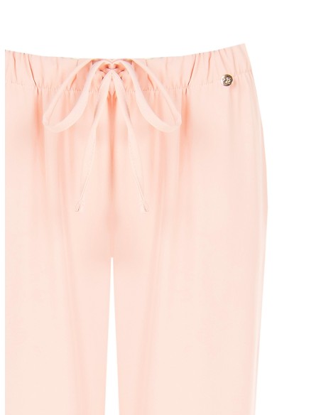 Calças palazzo em tecido fluido com cordão na cintura Rinascimento