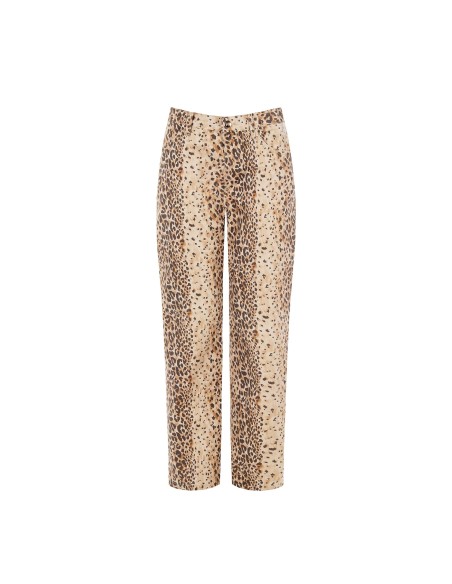 Calças Mom Fit Até ao Tornozelo com Estampado Animal em Algodão Rinascimento