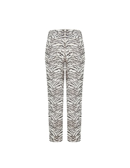 Calças Mom Fit até ao tornozelo com estampa de zebra em algodão Rinascimento