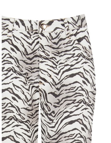 Calças Mom Fit Até ao Tornozelo Zebradas em Algodão Rinascimento