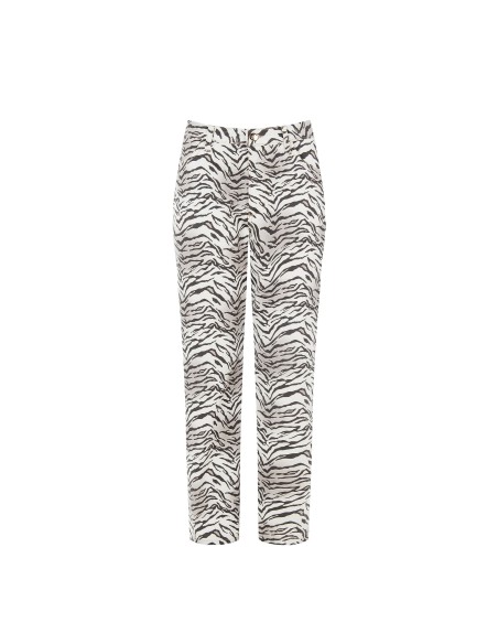 Calças Mom Fit até ao tornozelo com padrão zebra em algodão Rinascimento