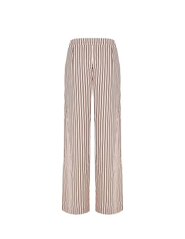 Calças palazzo em cetim às riscas com cordão e bolsos Rinascimento