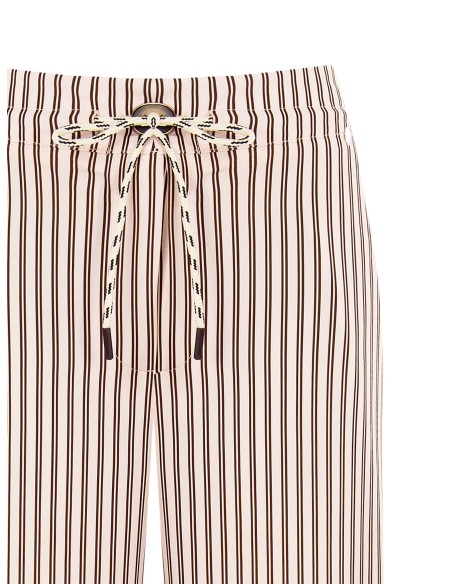Calças Palazzo Em Cetim Às Riscas Com Cordão E Bolsos Rinascimento