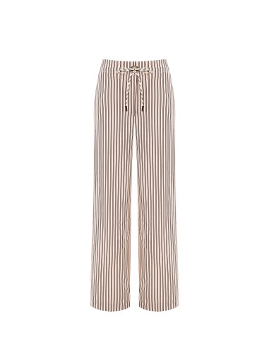 Calças palazzo em cetim às riscas com cordão e bolsos Rinascimento