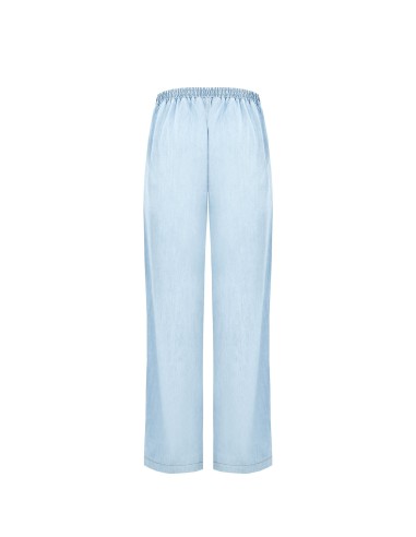 Calças palazzo em denim com bandas laterais e elástico atrás Rinascimento