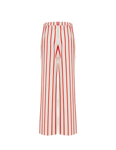 Calças palazzo às riscas com elástico atrás e bolsos Rinascimento