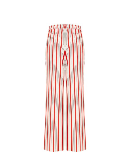 Calças palazzo às riscas com elástico atrás e bolsos Rinascimento