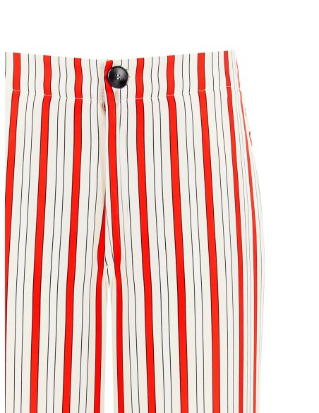 Calças palazzo às riscas com elástico atrás e bolsos Rinascimento