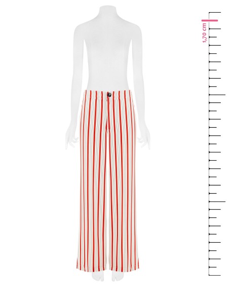 Calças palazzo às riscas com elástico na parte de trás e bolsos Rinascimento