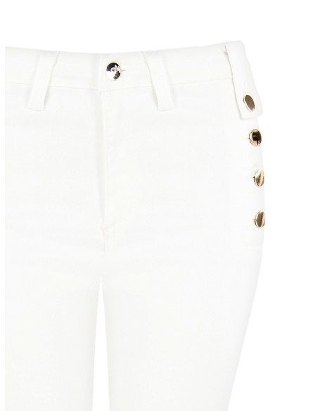 Calças Skinny de Ganga com Botões nos Quadris Rinascimento