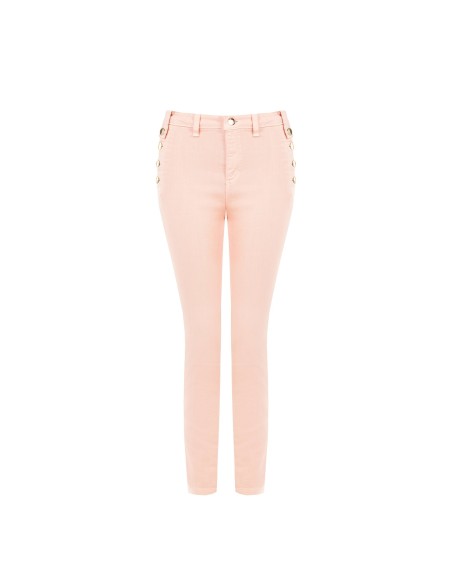 Calças Skinny de Ganga com Botões nos Quadris Rinascimento