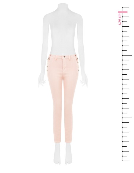 Calças skinny em ganga com botões nas ancas Rinascimento