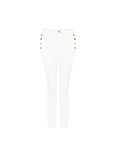 Calças skinny em denim com botões nas laterais Rinascimento