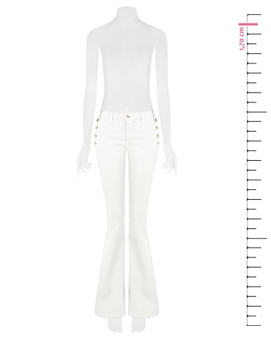 Jeans elásticos boca de sino com botões Rinascimento