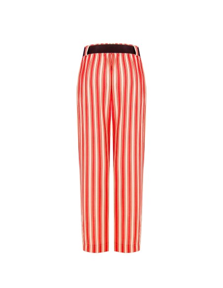 Calças Largas Em Mistura De Viscose E Linho Com Cinto A Condizer E Bolsos Rinascimento