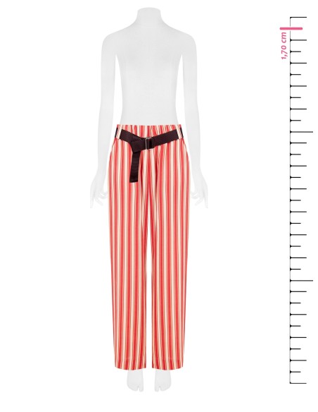 Calças largas em mistura de viscose e linho com cinto combinado e bolsos Rinascimento