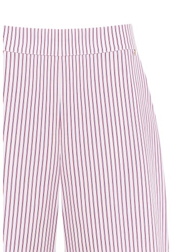 Calças Palazzo em algodão às riscas com elástico atrás Rinascimento