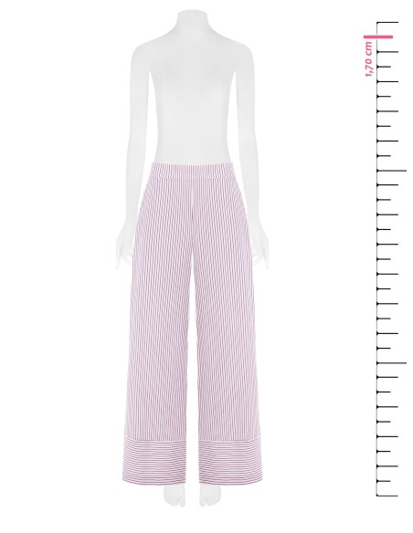 Calças Palazzo em Algodão às Riscas com Elástico Atrás Rinascimento