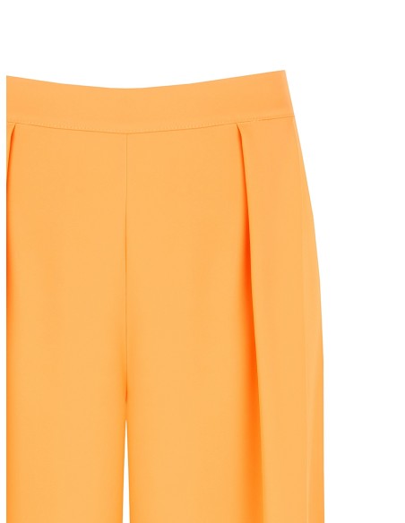 Calças Palazzo Em Tecido Fluido Com Pinças E Elástico Atrás Rinascimento