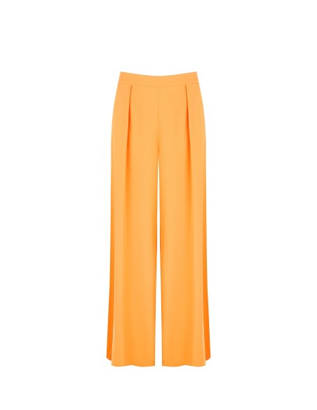 Calças Palazzo Em Tecido Fluido Com Pinças E Elástico Atrás Rinascimento