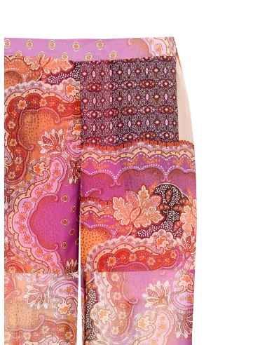 Calças palazzo em georgette semi-transparente com calções integrados e bolsos Rinascimento