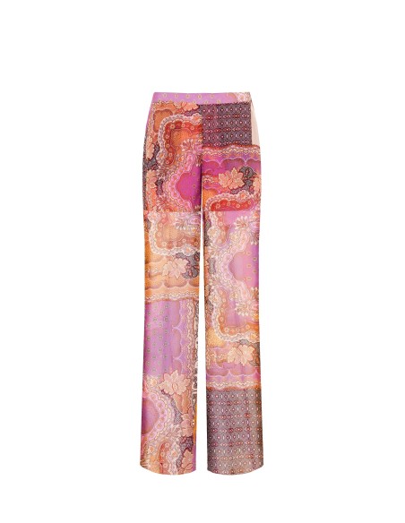 Calças Palazzo em Georgette Semitransparente com Shorts Integrados e Bolsos Rinascimento