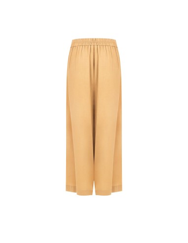 Calças Palazzo Extra Largas Em Mistura De Viscose E Linho Com Bolsos E Elástico Atrás Rinascimento