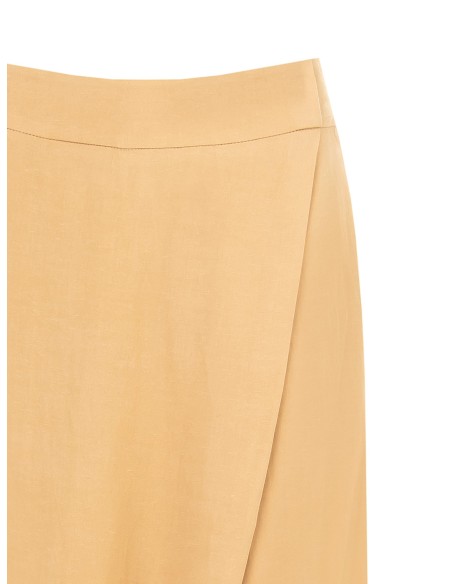 Calças palazzo extra largas em misto de viscose e linho com bolsos e elástico atrás Rinascimento