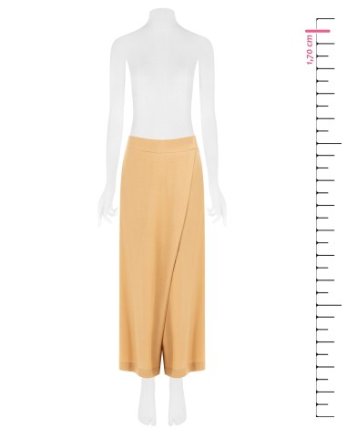 Calças Palazzo Extra Largas em Mistura de Viscose e Linho com Bolsos e Elástico Atrás Rinascimento