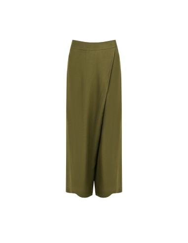 Calças palazzo extra largas em mistura de viscose e linho com bolsos e elástico atrás Rinascimento