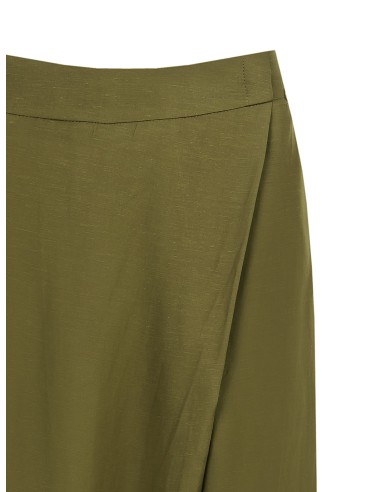 Calças palazzo extra largas em mistura de viscose e linho com bolsos e elástico atrás Rinascimento
