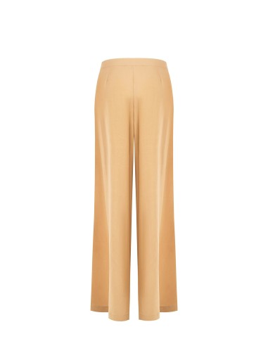 Calças Palazzo Em Mistura De Viscose E Linho Com Pence Duplas E Bolsos Rinascimento